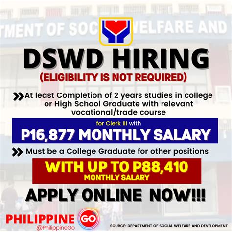 www.dswd.gov.ph job hiring 2024|Jobs .